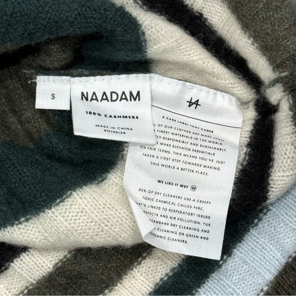 Naadam Sz S Sweater Striped Cashmere Ribbed Pullover Classic Minimalist Preppy - Picture 3 of 4